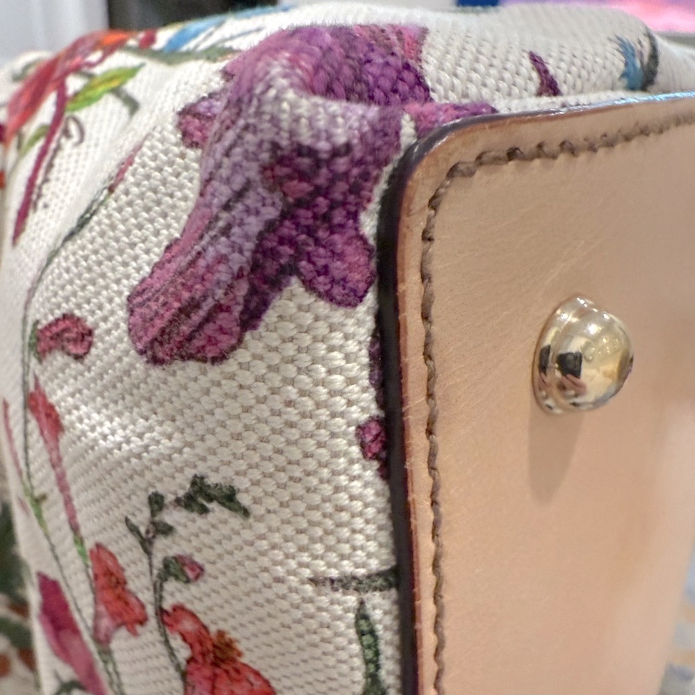 Gucci bamboo floral canvas bag, RARE - Picture 7 of 10